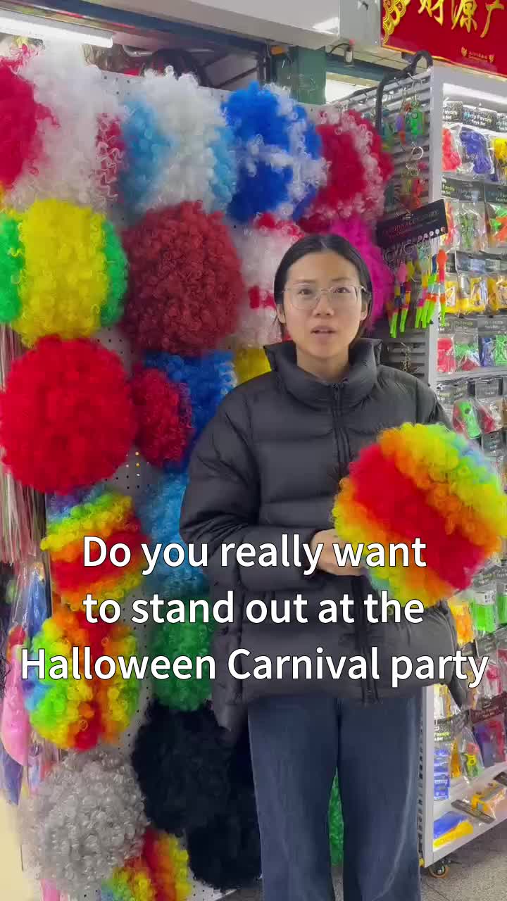 Stand out at Halloween with our unique, comfy, and affordable fan wigs—fun guaranteed!